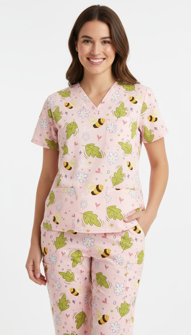 Honey Bloom Nursing Scrub Set